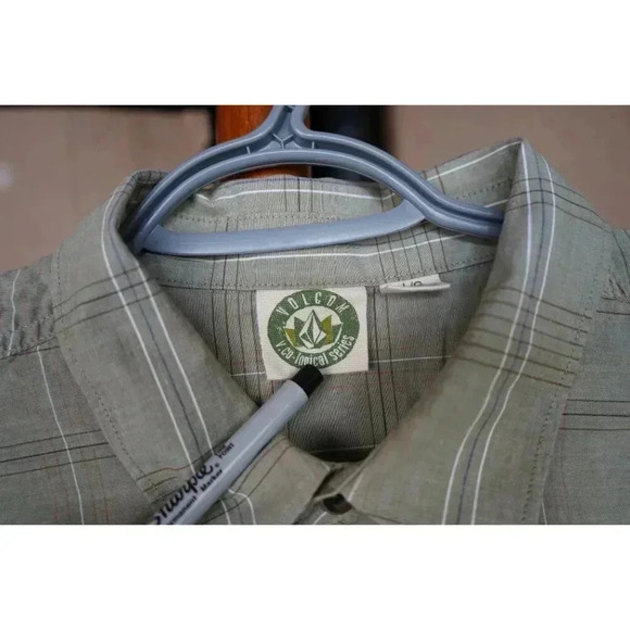 Y2K Volcom Organic Cotton Moss Green Slim Fit Shirt #330 - Picture 5 of 5